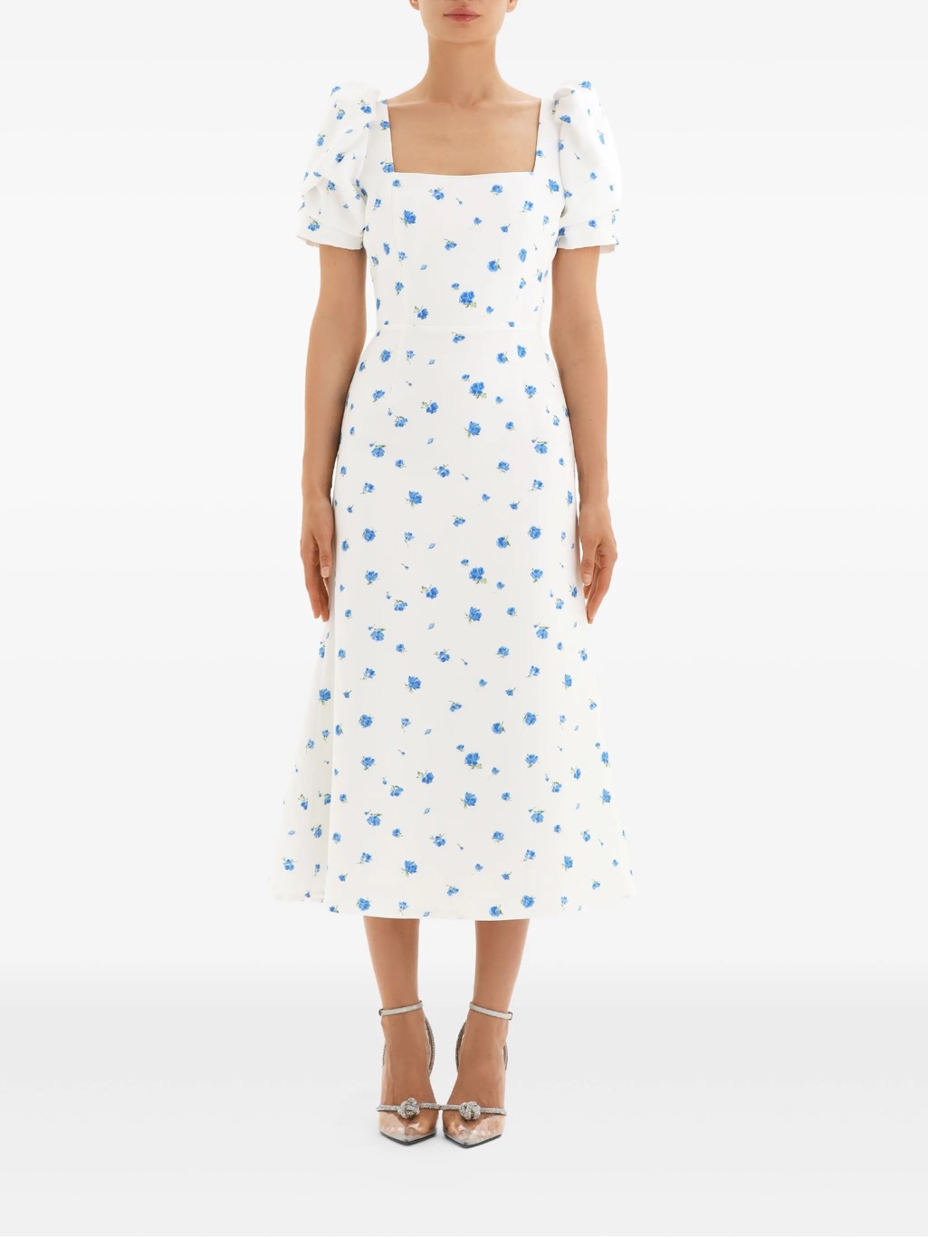 Post Meridiem White Maxi Skirt With Blue Floral Print — image 3 of 7